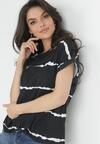 Czarny T-shirt Wiązany z Wzorem Tie-Dye Maat