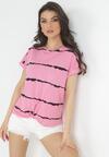Różowy T-shirt Wiązany z Wzorem Tie-Dye Maat