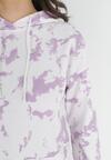 Fioletowa Krótka Bluza z Kapturem i Wzorem Tie-dye Kalyna