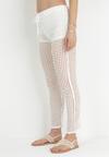 Białe Szydełkowe Spodnie High Waist Tegan