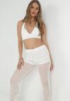 Białe Szydełkowe Spodnie High Waist Tegan