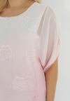 Różowa Bluzka Oversize z Przezroczystej Tkaniny z Efektem Ombre Zerasia