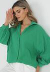 Zielona Bawełniana Koszula o Długim Fasonie Oversize Atherene