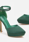 Zielone Sandały na Wysokiej Szpilce i Platformie z Noskiem w Szpic Dallia