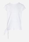 Biała Koszulka z Krótkim Rękawem i Ozdobnym Wiązaniem Pryncess