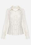 Jasnobeżowa Koronkowa Koszula Zapinana Analeta