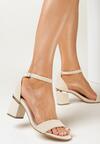 Beżowe Sandały na Ozdobnym Słupku ze Sprzączką Nalka