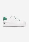 Biało-Zielone Sznurowane Sneakersy na Grubej Podeszwie z Metaliczną Wstawką Thimmilee