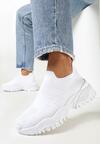 Białe Buty Sportowe na Grubej Podeszwie z Elastyczną Cholewką Kerlyn