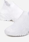 Białe Buty Sportowe na Grubej Podeszwie z Elastyczną Cholewką Kerlyn