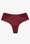 Bordowe Majtki Stringi z Koronką Bressazen