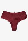 Bordowe Majtki Stringi z Koronką Bressazen