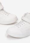 Białe Buty Sportowe za Kostkę z Rzepem i Naszywkami Maxblake