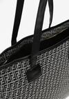 Czarna Bawełniana Torebka Shopper Bag z Długimi Rączkami i Suwakiem Banera