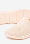 Jasnoróżowe Wsuwane Tenisówki na Płaskiej Podeszwie z Perforacyjnego Materiału Elzada