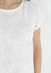 Biały Bawełniany T-shirt w Listki Monstery z Cyrkoniami Nowaia