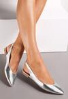 Srebrne Pudrowe Sandały Slingback z Noskiem w Szpic Arrilla