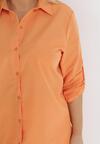 Pomarańczowa Gładka Koszula z Podpinanymi Rękawami Efrata
