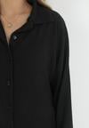 Czarny 2-częściowy Komplet z Koszulą i Spodniami z Tłoczonej Tkaniny Benneta