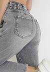Szare Jeansy Mom Fit z Gumką w Pasie Brenette
