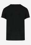 Czarny Bawełniany T-shirt z Krótkim Rękawem z Nadrukiem w Koty z Cekinami Canila