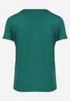 Zielony Bawełniany T-shirt z Krótkim Rękawem z Nadrukiem w Koty z Cekinami Canila