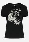 Czarny T-shirt z Nadrukiem w Dmuchawce i Motyle Kyli
