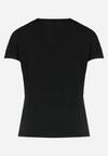 Czarny T-shirt z Nadrukiem i Rękawem Nietoperz Melinne