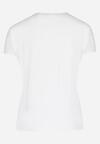 Biały T-shirt z Nadrukiem i Rękawem Nietoperz Melinne