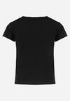 Czarny Bawełniany T-shirt z Kolorowymi Napisami Summer