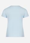 Jasnoniebieski Bawełniany T-shirt z Kolorowymi Napisami Summer
