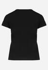 Czarny T-shirt z Bawełny z Krótkim Rękawem i Nadrukiem w Motyle Katelin