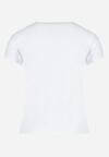 Biały Bawełniany T-shirt z Kolorowym Nadrukiem i Krótkim Rękawem Zanaba