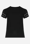 Czarny T-shirt Bawełniany z Haftem Evamena