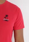 Czerwona Koszulka z Krótkim Rękawem i Małym Nadrukiem Palm Armaia