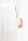 Białe Szerokie Spodnie z Gumką w Pasie Agate