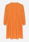 Pomarańczowa Rozkloszowana Sukienka Mini z Plisowaniem Telesi