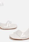 Białe Transparentne Sandały na Słupku z Kwadratowym Noskiem Leollia