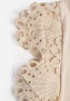 Jasnobeżowy Bawełniany Top z Koronką przy Ramionach Learena