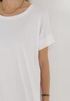 Biała T-shirtowa Sukienka Mini z Krótkim Rękawem z Bawełny Zeplyn