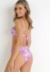 Fioletowe Bikini w Kwiatowy Wzór z Falbanką Foresta