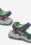 Granatowo-Zielone Sandały w Sportowym Stylu i Rzepami Ashmia