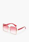 Różowe Kwadratowe Okulary Przeciwsłoneczne z Ozdobnymi Oprawkami Tudinvi