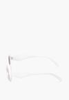 Białe Okulary Przeciwsłoneczne z Prostokątną Oprawką i Ozdobnymi Zausznikami Omusa