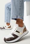 Białe Sznurowane Sneakersy przed Kostkę z Modnym Wzorem Helephne
