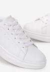 Białe Sznurowane Sneakersy na Płaskiej Podeszwie Didi