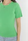 Zielona Bluzka Dzianinowa z Krótkim Rękawem Bellalanie