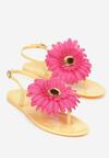 Żółte Sandały Japonki z Ozdobnym Kwiatem Navita