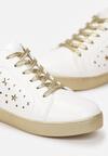 Biało-Złote Sneakersy Sznurowane Tazaya