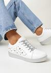 Biało-Srebrne Sneakersy Sznurowane Tazaya
